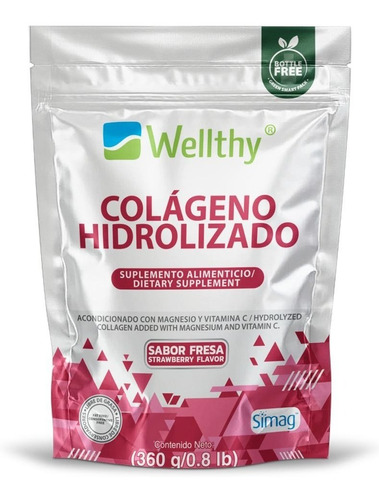 Colágeno Hidrolizado Sabor Fresa 360 Gr (sin Azúcar) Wellthy
