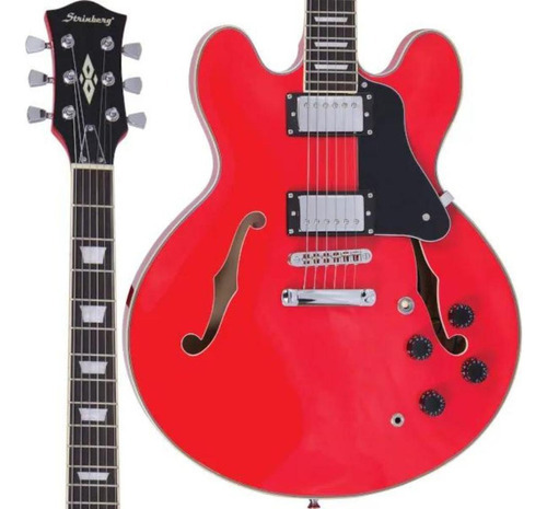 Guitarra Strinberg Semi Acústica Double Cutaway Shs300 Red Cor Vermelho Material do diapasão Madeira de bordo Orientação da mão Destro