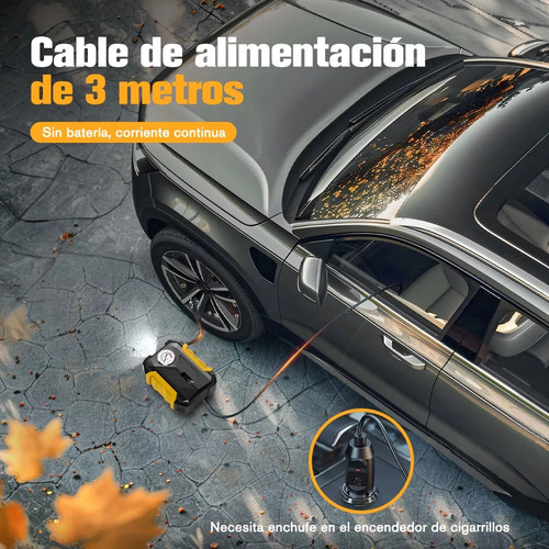 Compresor Aire Inflador Portátil Automóvil 150psi Carsun amarillo