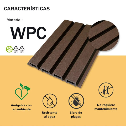 Lambrin Deco Wpc Tipo Madera Estandar Exterior 15 Pz 3.15 M2