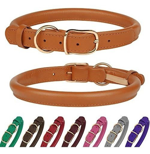 Collar De Perros De Cuero Redondo Duradero Para Ts4k2