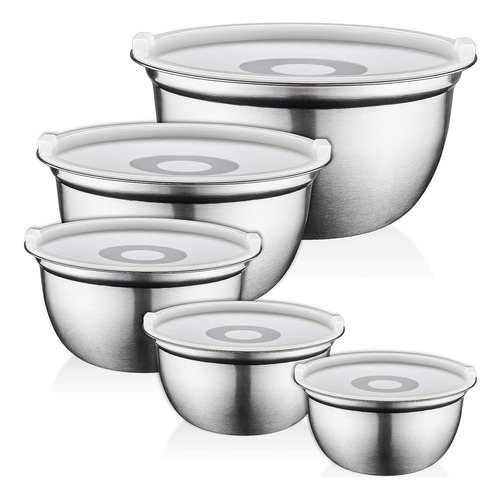 Juego De Bowls De Acero Inoxidable Con Tapa Set De 10pcs Mar