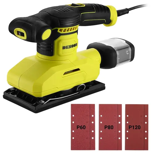 Lixadeira Orbital 350w Elétrica Profissional Velocidade Variável 7000-13000 Rpm Com Auto Aspiração E Coletor De Pó 6 Lixas Kit Desoon