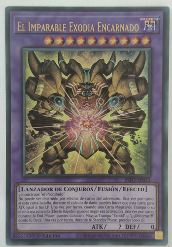 Yugioh The Unstoppable Exodia Incarnate - Info-en033 - Ultra (Usado)