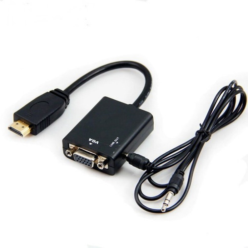 Adaptador Conversor Com Audio Entrada Hdmi Saída Vga P2