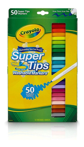 Plumones Crayola De 50 Colores Supertips Delgados Lavables