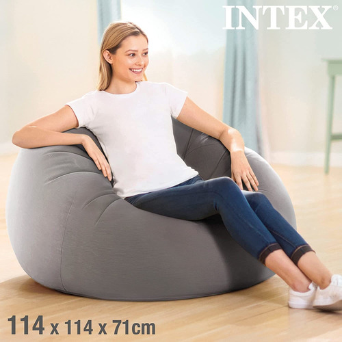 Sillon Sofa Puff Inflable Suave 1.14mx71cm Moderno Intex.