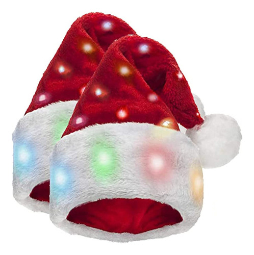 Gorro De Papá Noel De Felpa Con Iluminación 2pcs 1