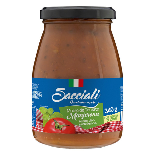 Imagem 1 de 1 de Molho de Tomate com Manjerona Sacciali sem glúten 340 g