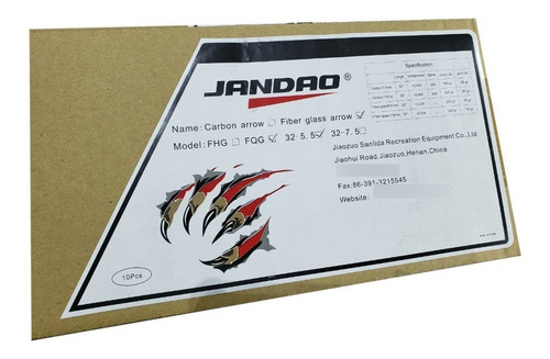 Imagen 2 de 2 de Pack 10 Flechas P/arco 32' Fibra 5,5mm 95gr Jandao