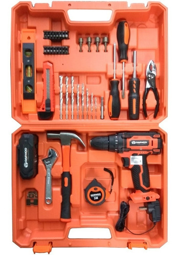 Imagen 3 de 8 de Taladro Atornillador Daewoo 18v Inalambrico + Kit Bosch Mechas Y Puntas + Maletin + 2 Baterias + Cargador Rapido + Envio