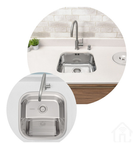 Kit Cuba Tramontina Cozinha Com Tanque Inox Alto Brilho Luxo Cor Inox Polido Brilho