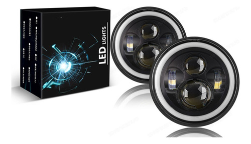 Faro Led 7'' Redondo Para Jeep/moto/ojos De Ángel Eye