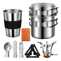 Comprar Kit Utensilios De Cocina Camping Acero Inoxidable 9 Piezas
