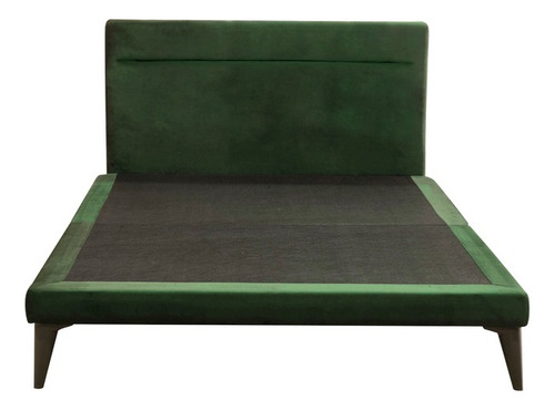 Cama Queen Size Danita, Base Armable Con Cabecera Roomi Color Verde Danita