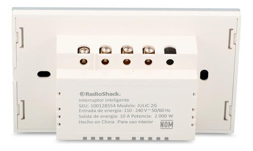 Apagador De Pared Smart 2 Modulos Radioshack Color Blanco Corriente nominal 10 A Voltaje nominal 240V
