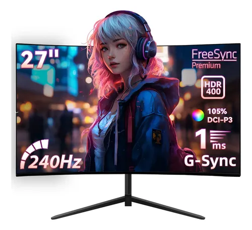 Monitor Gamer 27 Curvo 240hz Full Hd Led Hdmi 127v Preto Cor