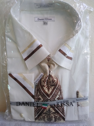 Camisa Hombre Color Beige Corbata Pañuelo Daniel Ellisa