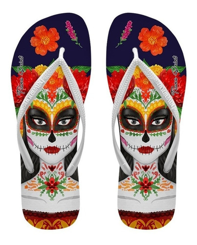 Chinelos Personalizados Havaianas Caveira Mexicana Slim [15]