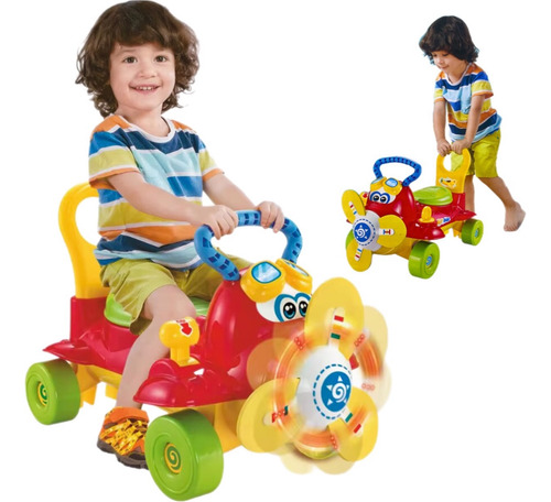 Montable Avion Caminador Multifuncional Luz Musical 2en1
