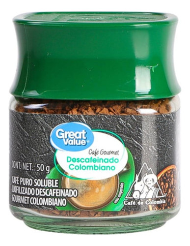 3 Pzas Café Soluble Great Value Descafeinado Gourmet, Colomb