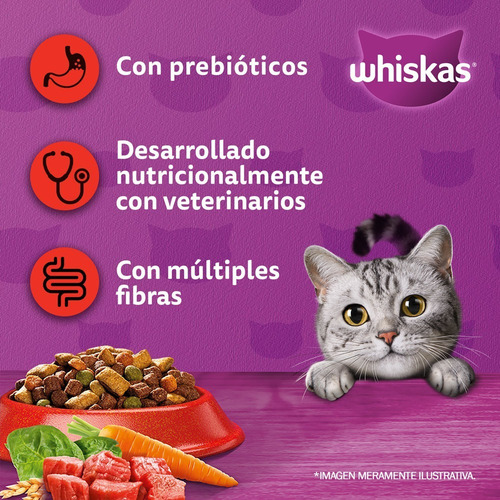 Alimento Whiskas 1+ Whiskas Gatos para gato adulto sabor carne en bolsa de 10 kg