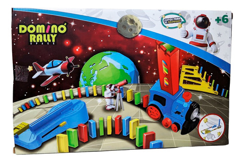 Domino Rally Space Tren + Lanzador Con Avion Premium