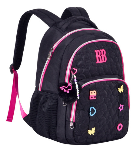 Mochila Costas Juvenil Rebecca Bonbon Estojo Lancheira Cor Preto