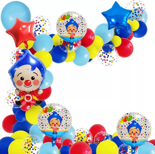 Kit Plim Plim Globos Decoración Fiesta Circo Cumpleaños Color Azul Circular