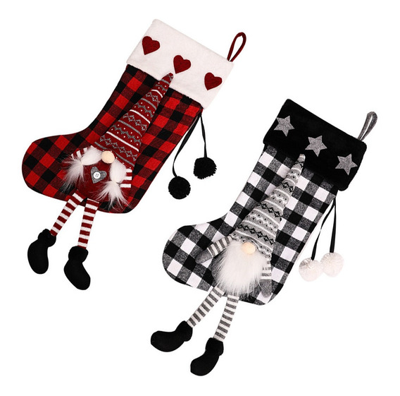 Meias de Natal Xadrez Cachorro Gato Pet 3D Grande kits de meias do Natal para Chris 