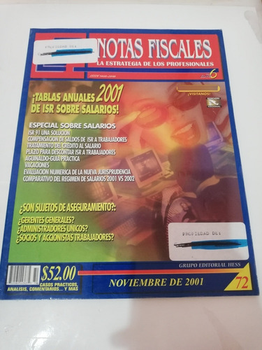 Notas Fiscales Tablas Anuales 2001 Del Isr Sobre Salarios