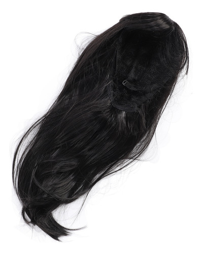 Peluca De Mujer Negra Con Flequillo Largo A La Moda, Pelo Si