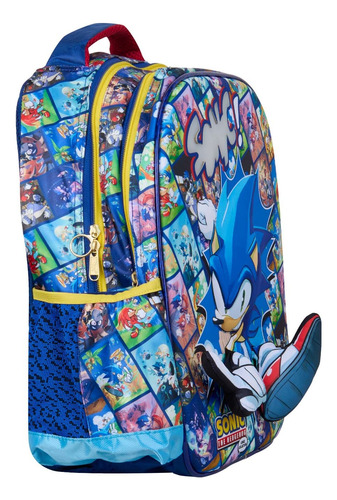 Combo Mochila Lonchera Lapicera Sonic 3d Luz Ruz Original Ms