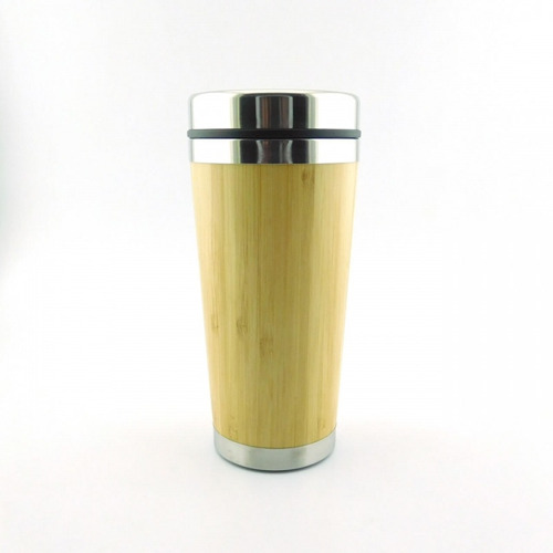 Vaso Viajero Bambu 400 Ml Antideslizante Con Tapa Oficina