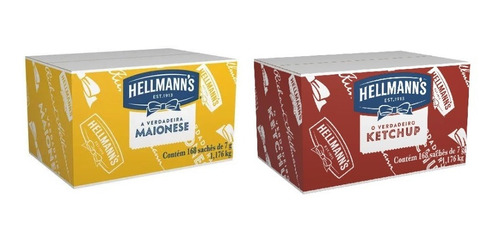 Ketchup + Maionese Hellmann's Caixa Com 168 Sachês De 7g 