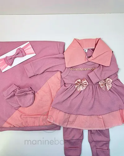 Kit Saida Maternidade Menina 4 Peças Completa Recem Nascido
