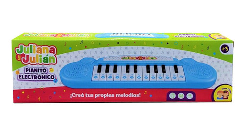 Imagen 2 de 3 de Piano Electrónico Infantil Juliana Y Julián Sisjyj018 Color Celeste