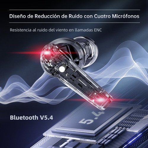 Auriculares bluetooth gamer th60 enc cancelacion ruido color negro Machenike