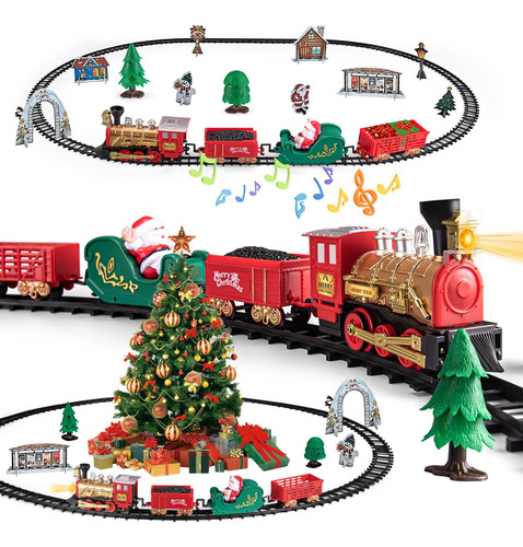 Tren Eléctrico Navideño Juguete Para Niños Ews