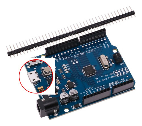 Uno R3 Smd Puerto Microusb Compatible Con Ide Arduino S/cabl