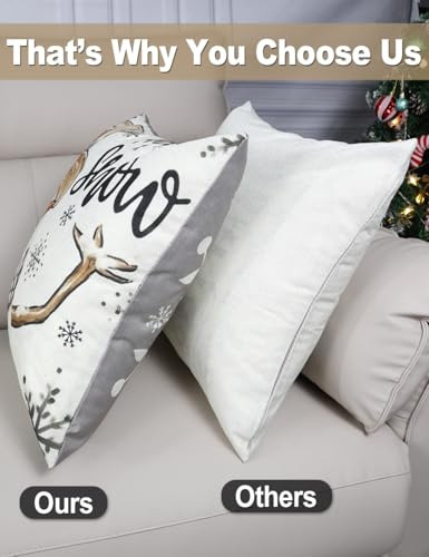 Set De 4 Fundas De Almohada Navideñas Con Impresión A Doble