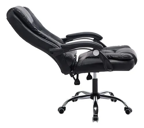 Silla De Escritorio Ergonómica Reclinable Premium De Cuero Negro Eco Cuero