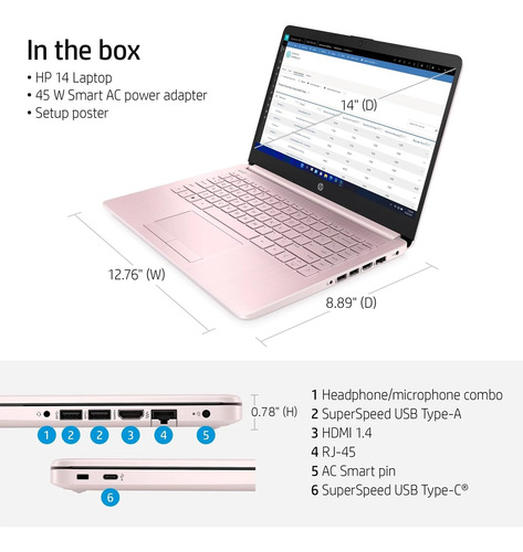 Hp Portable Laptop (include 1 Year Microsoft 365), 14 H...