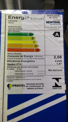 Ventilador de teto Ventisol Comercial branco com 3 pás de plástico, 96 cm de diâmetro 127 V