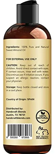 Aceite De Almendras Dulces Handcraft Blends - 8 Oz - 100% Pu