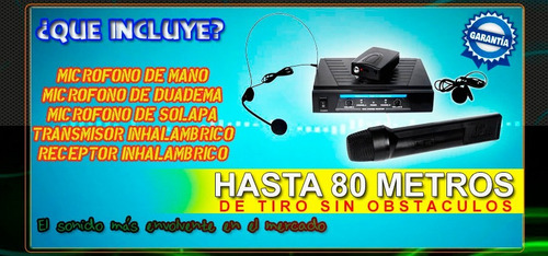 Pack De Microfonos Solapa Diadema Inhalambrico 80m Vecc