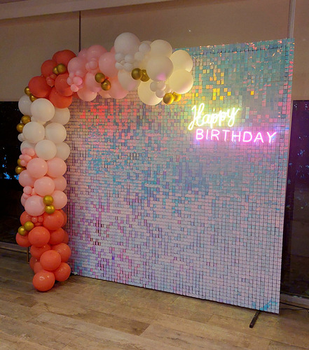 Panel Shimmer Wall + Cartel Neon + Letras Gr Luminosas Alq