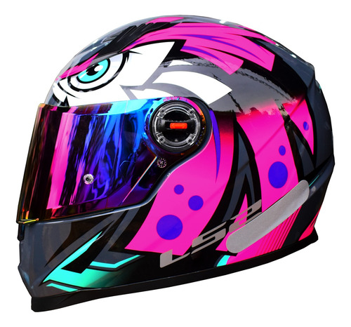 Capacete Ls2 Ff358 Tribal Fucsia Rosa Azul