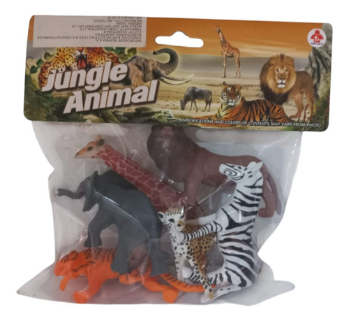 Set Animales De La Selva X 6 - León, Jirafa, Elefant , Otros
