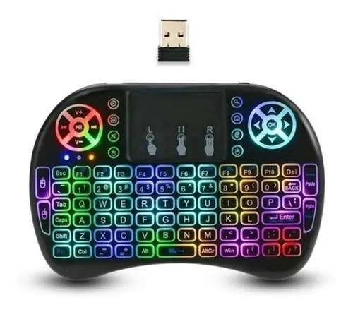 Mini Teclado Con Luz Inalámbrico Touchpad Smart Tv Pc Xbox Color del teclado Negro